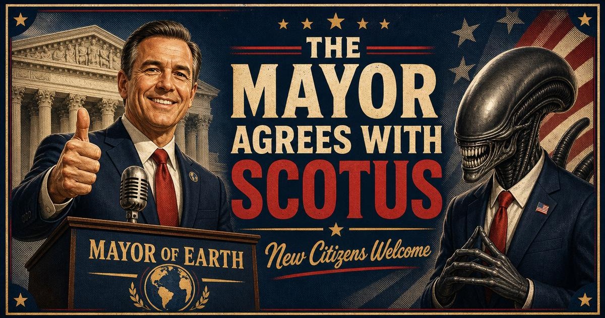 Dispatch card: The Mayor of Earth agrees with SCOTUS and welcomes new xenomorph citizens